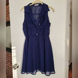 Freebird - Med - Navy blue - One piece with sheer over lay